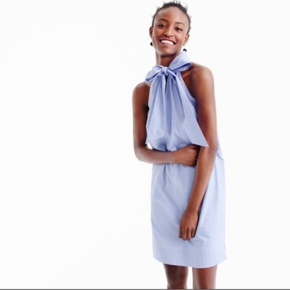J. Crew Dresses & Skirts - J Crew Oxford Cotton Tie-Neck Shift Dress 0